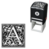 Letter A art nouveau black and white Tegel Zelfinktende Stempel (In situ)
