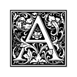 Letter A art nouveau black and white Tegel Zelfinktende Stempel