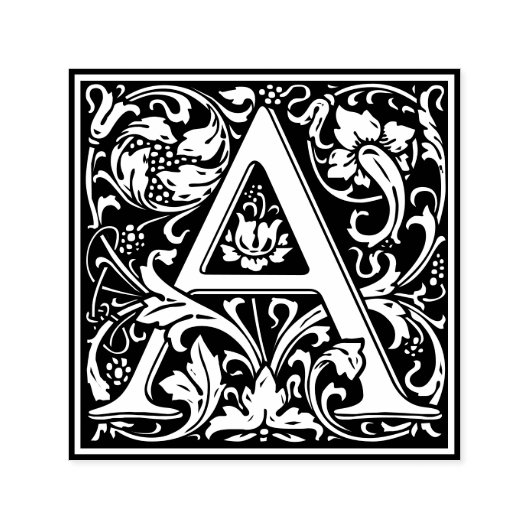 Letter A art nouveau black and white Tegel Zelfinktende Stempel (Design)