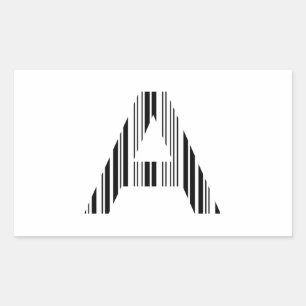 LETTER A BAR CODE Eerste Initiaal Barcodepatroon Rechthoekige Sticker