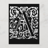 Letter A Black and White Monogram-kaarten Briefkaart (Voorkant)