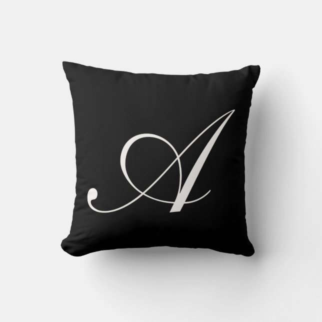 Letter A Black Monogram Pillow Kussen (Voorkant)