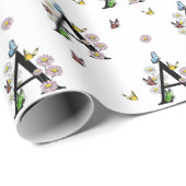Letter A Bloemenschildering Vlinder Monogram     Cadeaupapier (Rol Hoek)