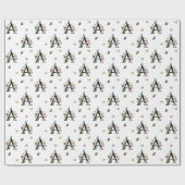 Letter A Bloemrijk Waterverf Vlinder Monogram     Cadeaupapier (Vlak)