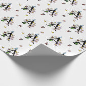 Letter A Bloemrijk Waterverf Vlinder Monogram Cadeaupapier (Hoek)