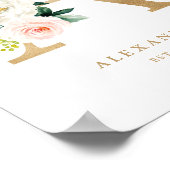 Letter A Blush Floral Monogram Gold Foil Nursery Poster (Hoek)