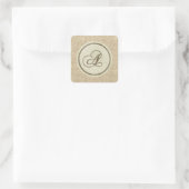 Letter A burlap-stickers Vierkante Sticker (Tas)