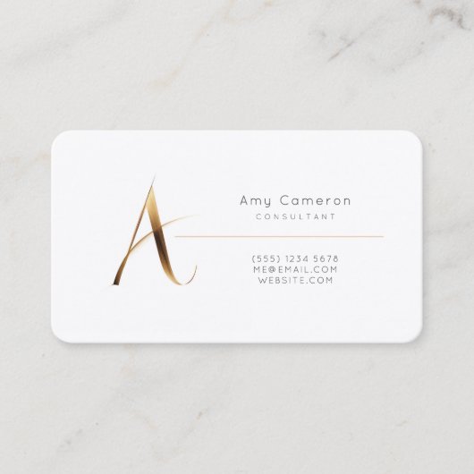 Letter A Calligrafie Gold/Black Gradient Monogram Visitekaartje (Voorkant)
