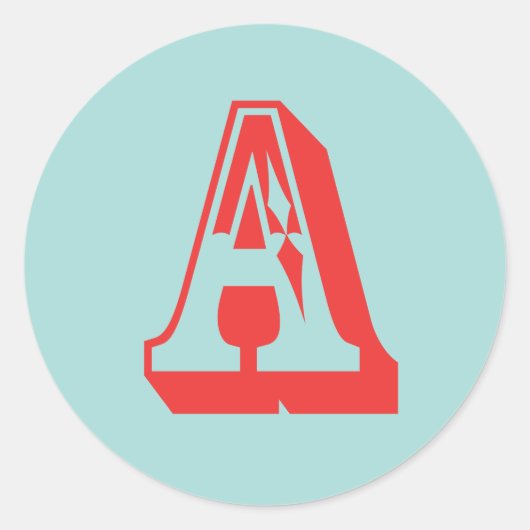 Letter A carnaval stijl monogram initiaal gunst Ronde Sticker (Voorkant)