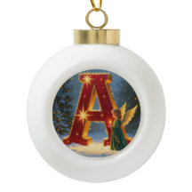 Letter A Christmas Angel Personalized Initial