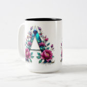 Letter A Coffee Mok – Floral Design voor Gifting (Voorkant links)
