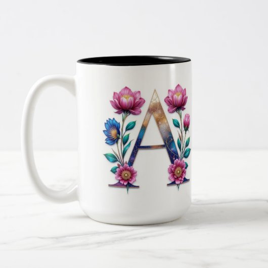Letter A Coffee Mok – Floral Design voor Gifting (Links)