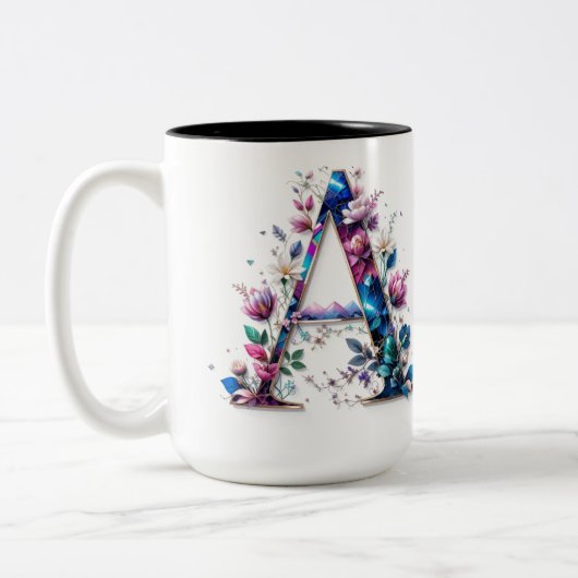 Letter A Coffee Mok – Floral Design voor Gifting (Links)