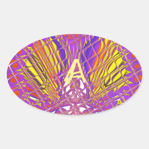 Letter A, Colorful logo-tekstontwerp Ovale Sticker