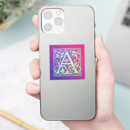 Letter A Colorful Vintage First Letter Gradient Sticker
