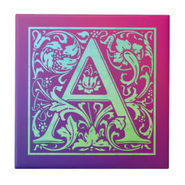 Letter A Colorful Vintage First Letter Gradient Tegeltje