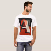 Letter A – Constructivist Geometry on Textured Red T-shirt (Voorkant volledig)