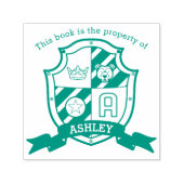 Letter A crest aangepaste naam beer kinder bibliot Zelfinktende Stempel (Design)