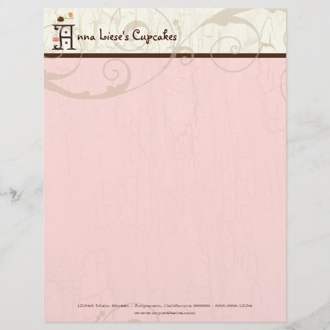 Letter A Cupcake Business Letterhead Custom Briefhoofd (Voorkant)