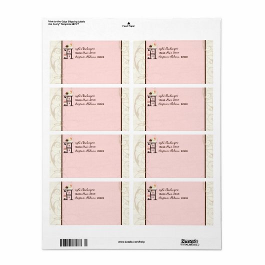 Letter A Cupcake Zakelijk adres Mailing Labels (Full Sheet)