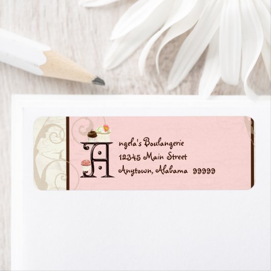 Letter A Cupcake Zakelijk adres Mailing Labels (Insitu)