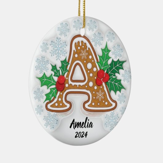 Letter A Custom Christmas Monogram Ornament (Rechts)
