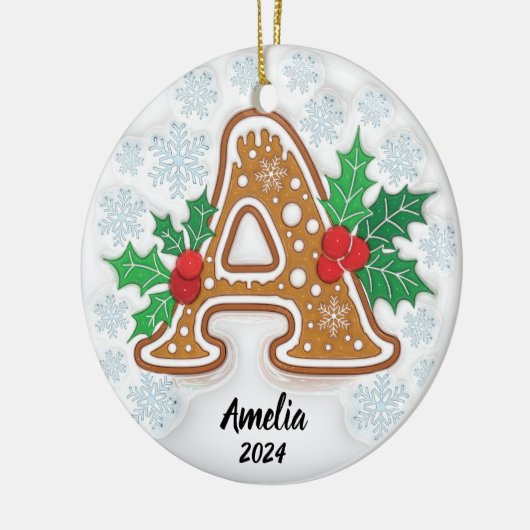 Letter A Custom Christmas Monogram Ornament (Links)