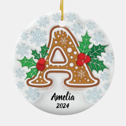 Letter A Custom Christmas Monogram Ornament (Achterkant)