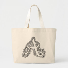 Letter A doedle monogram canvas tas