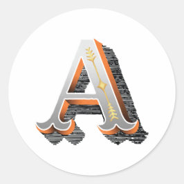 Letter "A" Elegant geborduurd Ronde Sticker