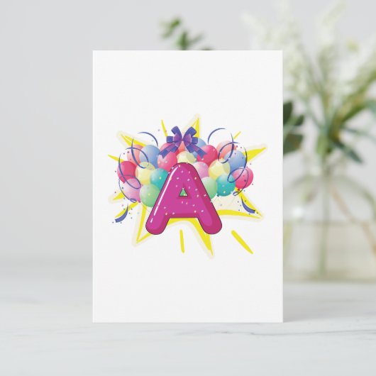 Letter A Feestelijke Roze Monogram Kaart (Staand voorkant)