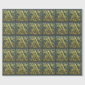 Letter A First Letter Faux Gold en Blue Cadeaupapier (Vlak)