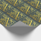 Letter A First Letter Faux Gold en Blue Cadeaupapier (Hoek)