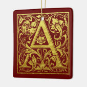 Letter A First Letter Faux Gold en Red Keramisch Ornament (Links)
