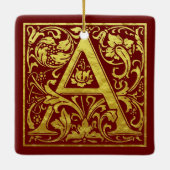 Letter A First Letter Faux Gold en Red Keramisch Ornament (Achterkant)