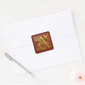 Letter A First Letter Faux Gold en Red Vierkante Sticker (Envelop)