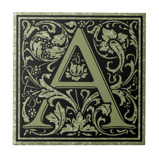 Letter A First Letter Monogram Tegeltje (Voorkant)