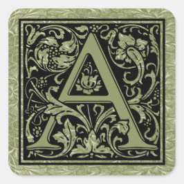 Letter A First Letter Monogram Vierkante Sticker