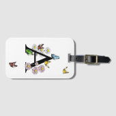 Letter A Floral Butterfly Monogram Initiaal Bagagelabel (Voorkant (horizontaal))
