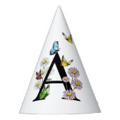 Letter A Floral Butterfly Monogram Initiaal Feesthoedjes (Voorkant)