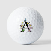 Letter A Floral Butterfly Monogram Initiaal Golfballen (Voorkant)