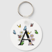 Letter A Floral Butterfly Monogram Initiaal Sleutelhanger (Achterkant)