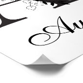 Letter A Floral Modern Zwart Monogram Kwekerij Poster (Hoek)