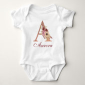 Letter A Florale Roze Gouden Monogram Romper (Voorkant)