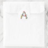 Letter A florale tuin gepersonaliseerd Ronde Sticker (Tas)