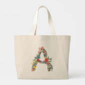 Letter A florale tuinmonogram Grote Tote Bag (Achterkant)
