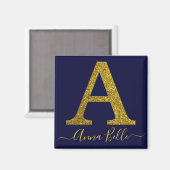 Letter A Gold glitter Magneet (Voorkant / Achterkant)
