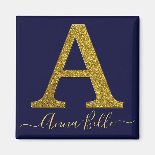 Letter A Gold glitter Magneet (Voorkant)