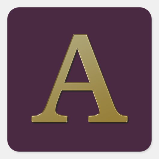 Letter A Gold Square Sticker (Voorkant)