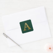 Letter A Gold Square Sticker (Envelop)